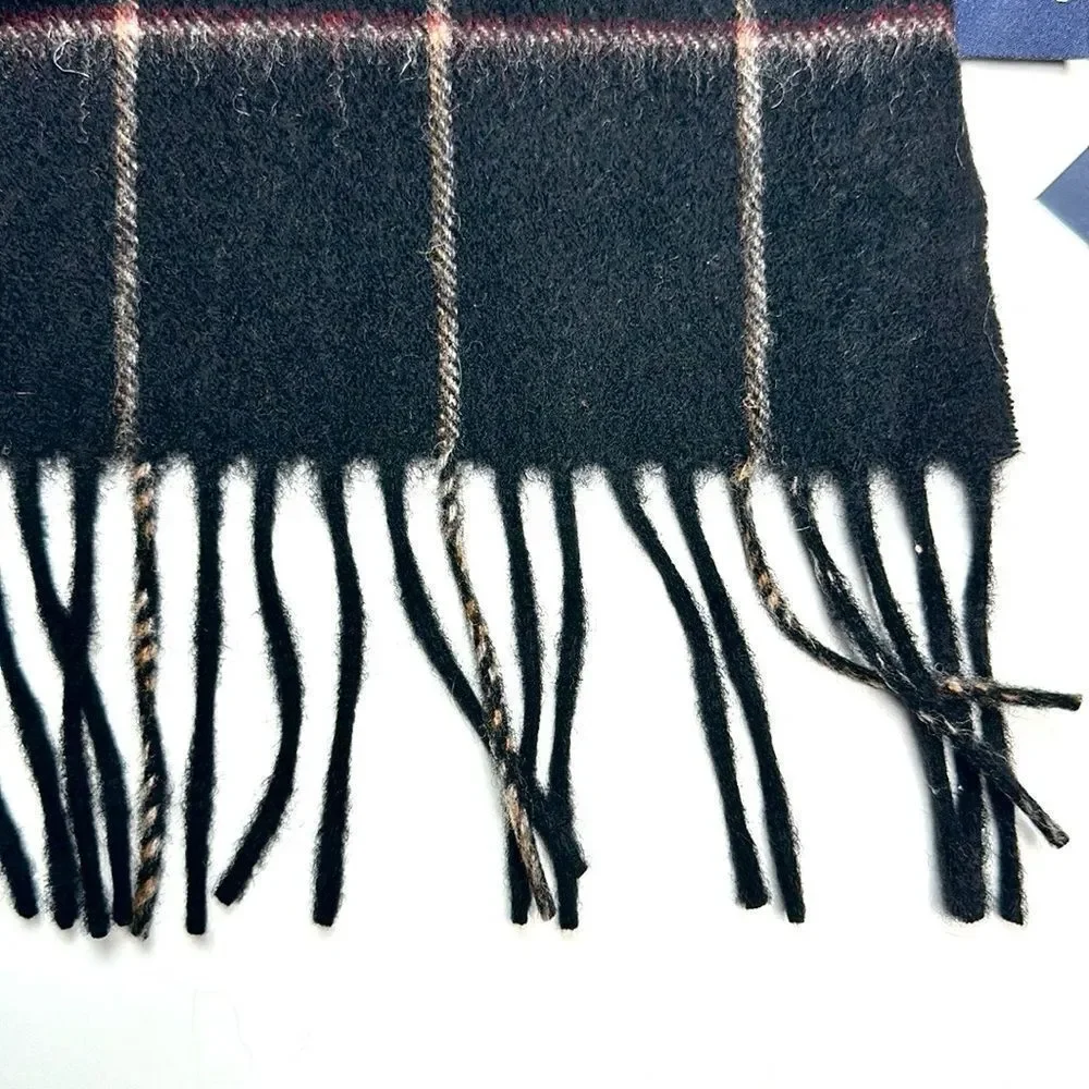 New Grant Thomas Wool Scarf Black Windowpane Men’s NWT
